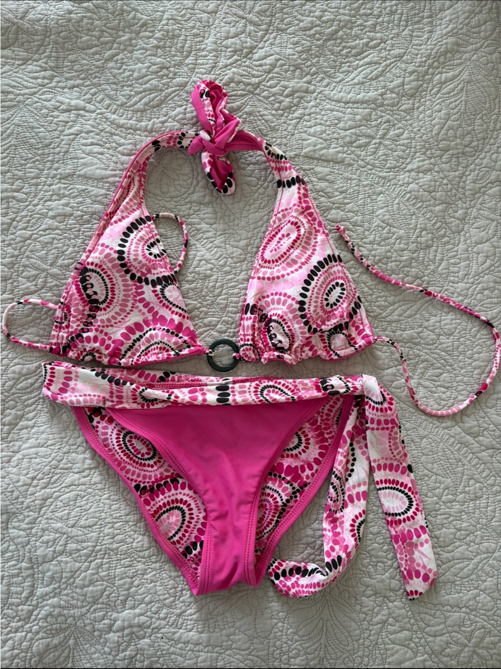 Vintage Pink and Brown Reversible Bikini